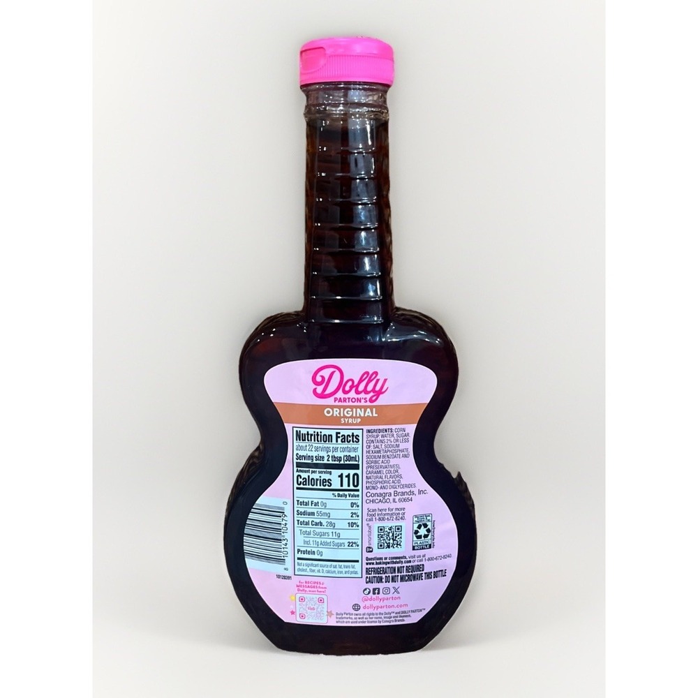 DOLLY PARTON'S Original SYRUP Guitar Bottle Breakfast Pancakes Waffles 22 oz NEW - Picture 2 of 4